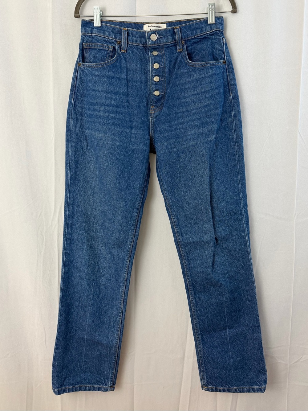 Reformation Cynthia Button Fly High Rise Straight Leg Jeans Womens Size 28